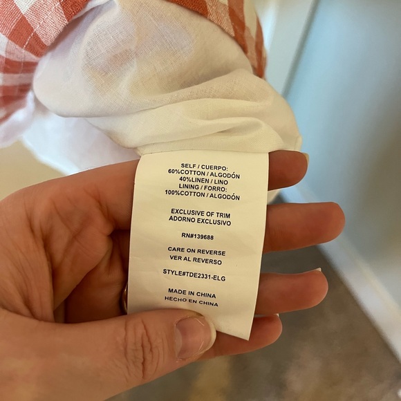 Altar’d State Orange Gingham Cotton Linen Blend Dress - Picture 6 of 6